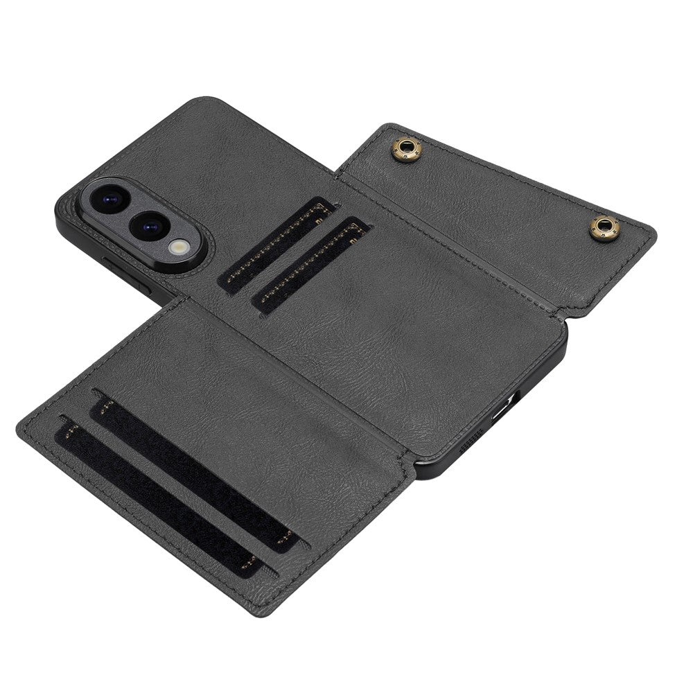 For Samsung Galaxy S25 Edge Case with Card Slots Kickstand Leather + TPU Phone Cover