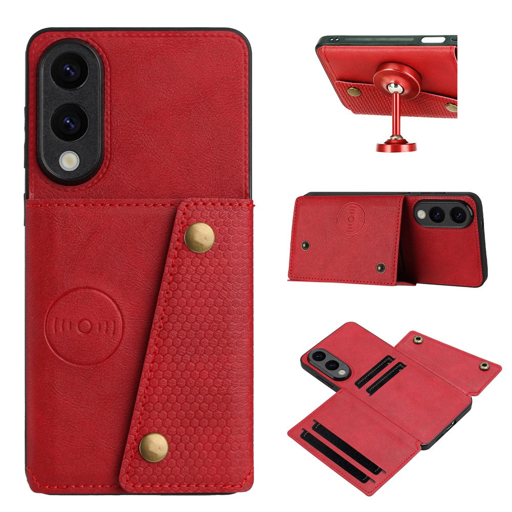 For Samsung Galaxy S25 Edge Case with Card Slots Kickstand Leather + TPU Phone Cover