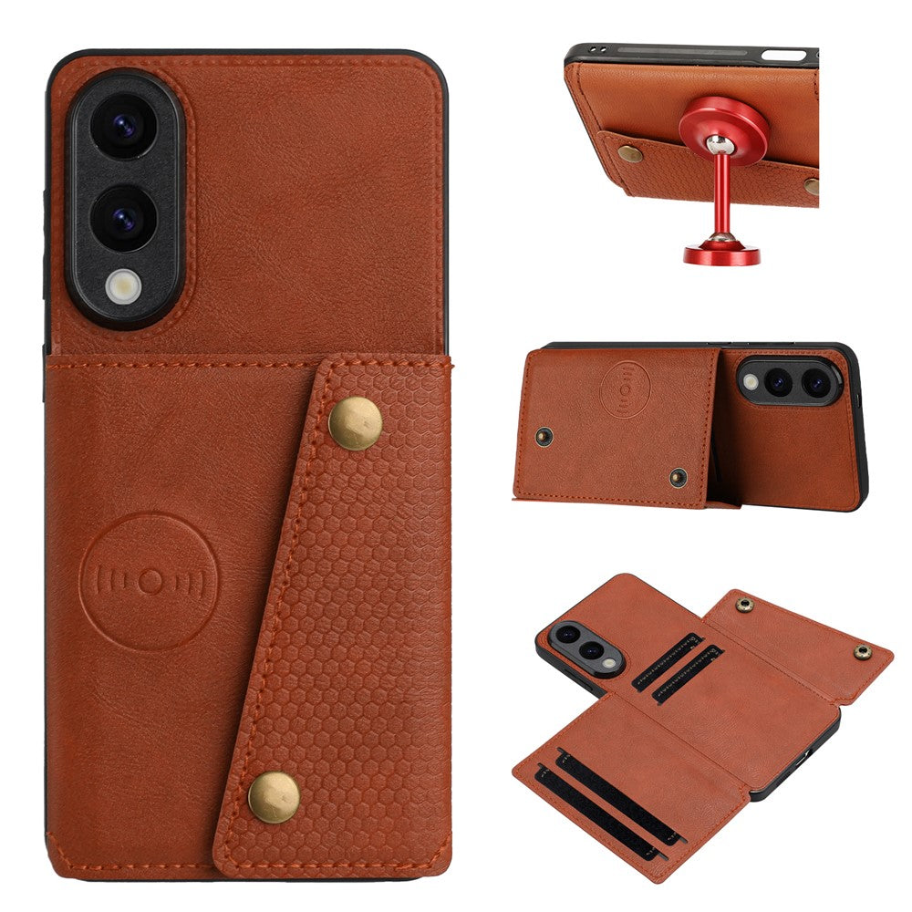 For Samsung Galaxy S25 Edge Case with Card Slots Kickstand Leather + TPU Phone Cover
