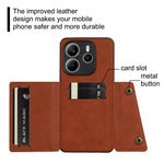 For Xiaomi Redmi Note 14 4G (163.25mm) Case with Card Slots Kickstand Leather + TPU Phone Cover