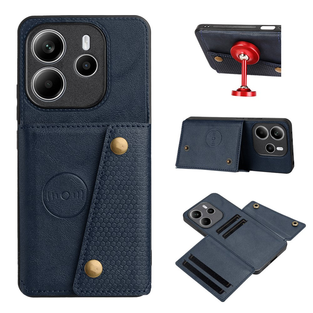 For Xiaomi Redmi Note 14 4G (163.25mm) Case with Card Slots Kickstand Leather + TPU Phone Cover