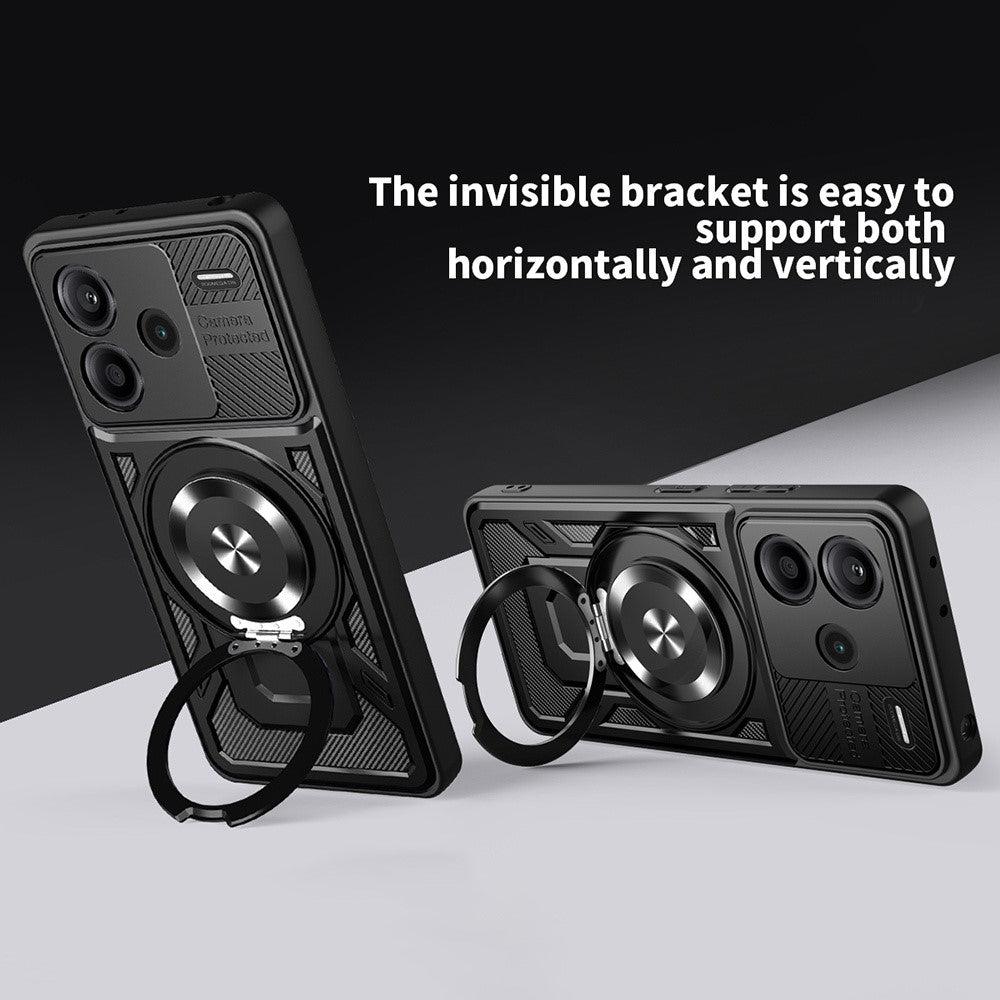 For Xiaomi Redmi Note 13 Pro+ 5G Magnetic Case Rotating Kickstand TPU + PC Phone Cover