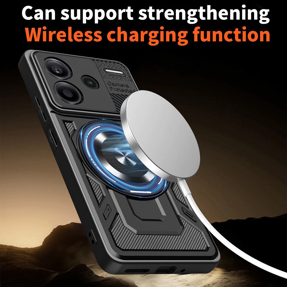 For Xiaomi Redmi Note 13 Pro+ 5G Magnetic Case Rotating Kickstand TPU + PC Phone Cover