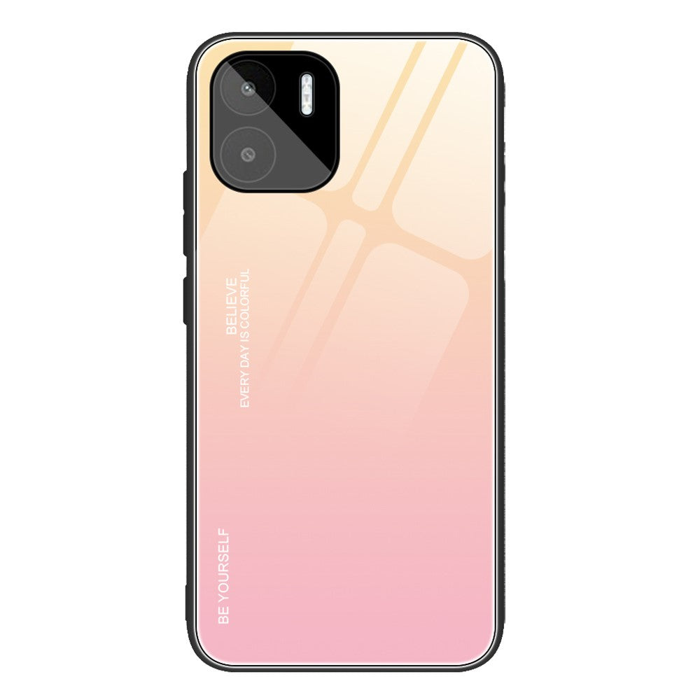 For Xiaomi Redmi A1 4G / A2 4G Gradient Color Tempered Glass Phone Case Soft TPU Edge PC Back Delicate Touch Cover