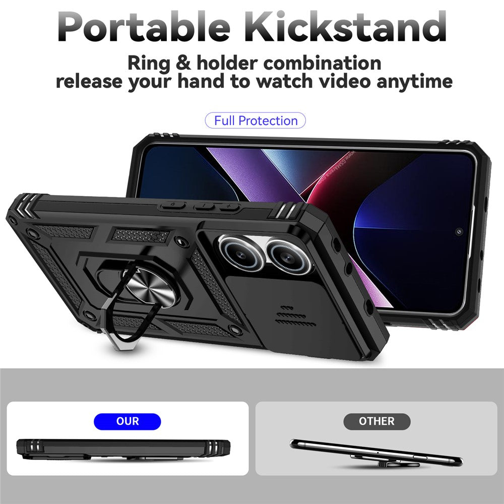 For Xiaomi Poco X7 Pro 5G / Redmi Turbo 4 5G Case PC + TPU Phone Cover with Lens Protection Kickstand
