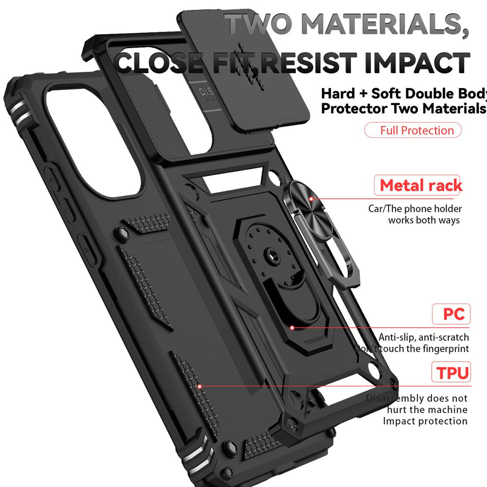 For Xiaomi Poco X7 Pro 5G / Redmi Turbo 4 5G Case PC + TPU Phone Cover with Lens Protection Kickstand