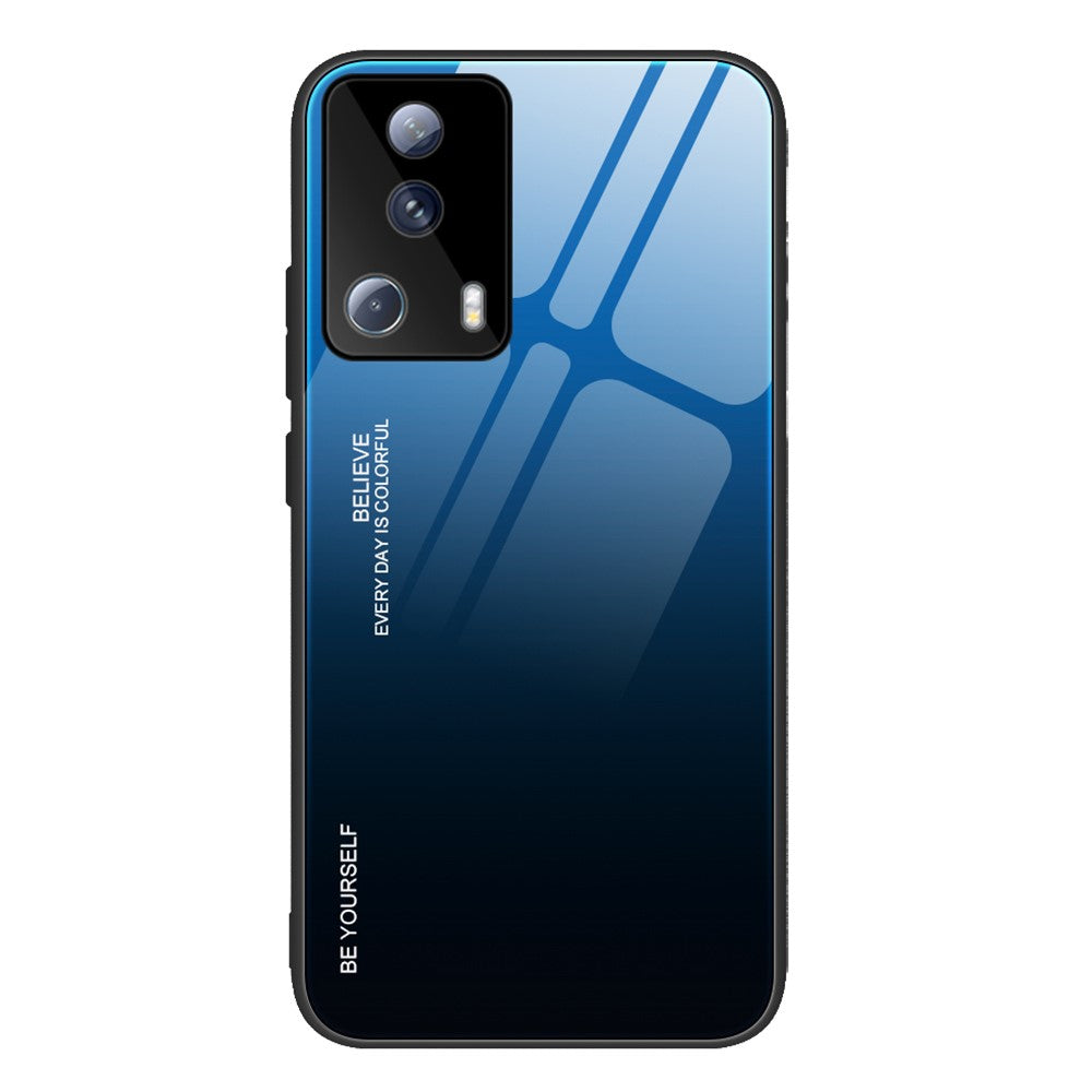 For Xiaomi 13 Lite / Civi 2 5G Gradient Hard Tempered Glass Case Soft TPU Frame PC Drop-Proof Phone Cover
