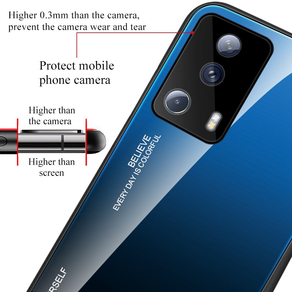 For Xiaomi 13 Lite / Civi 2 5G Gradient Hard Tempered Glass Case Soft TPU Frame PC Drop-Proof Phone Cover