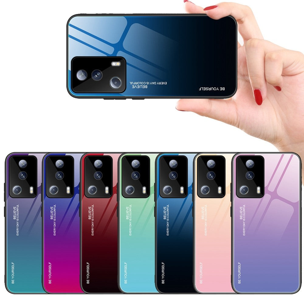 For Xiaomi 13 Lite / Civi 2 5G Gradient Hard Tempered Glass Case Soft TPU Frame PC Drop-Proof Phone Cover