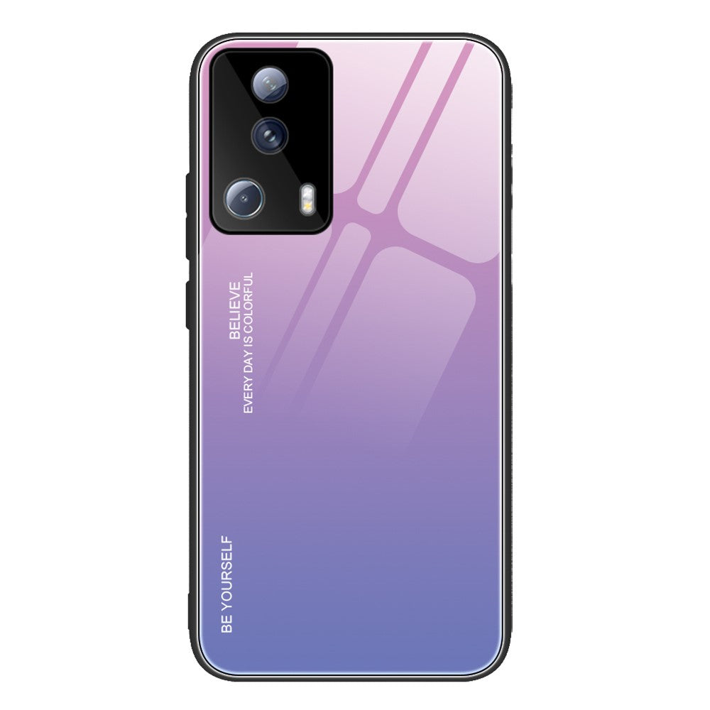 For Xiaomi 13 Lite / Civi 2 5G Gradient Hard Tempered Glass Case Soft TPU Frame PC Drop-Proof Phone Cover