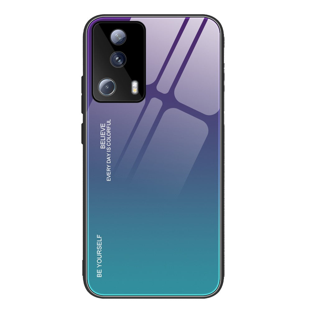 For Xiaomi 13 Lite / Civi 2 5G Gradient Hard Tempered Glass Case Soft TPU Frame PC Drop-Proof Phone Cover