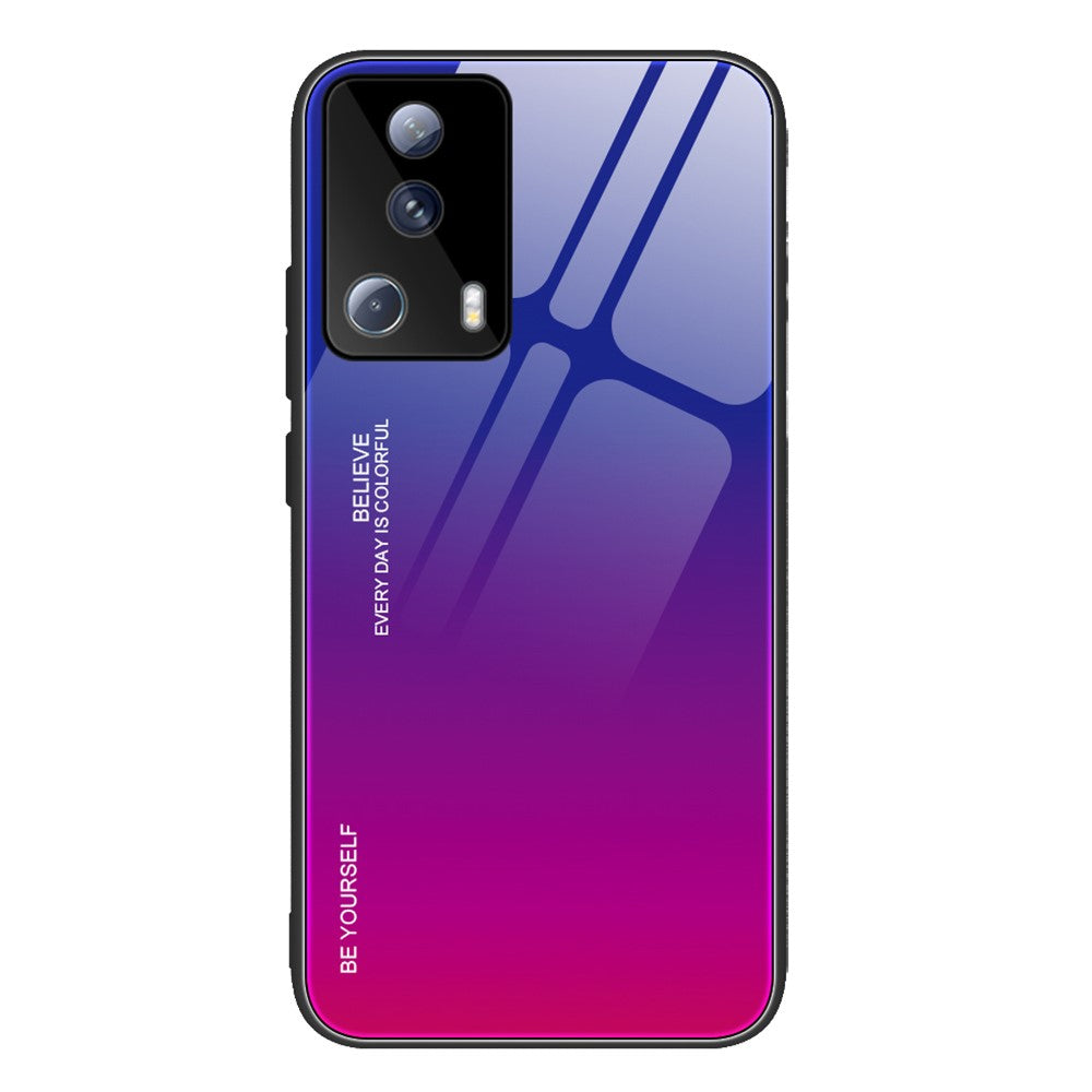 For Xiaomi 13 Lite / Civi 2 5G Gradient Hard Tempered Glass Case Soft TPU Frame PC Drop-Proof Phone Cover