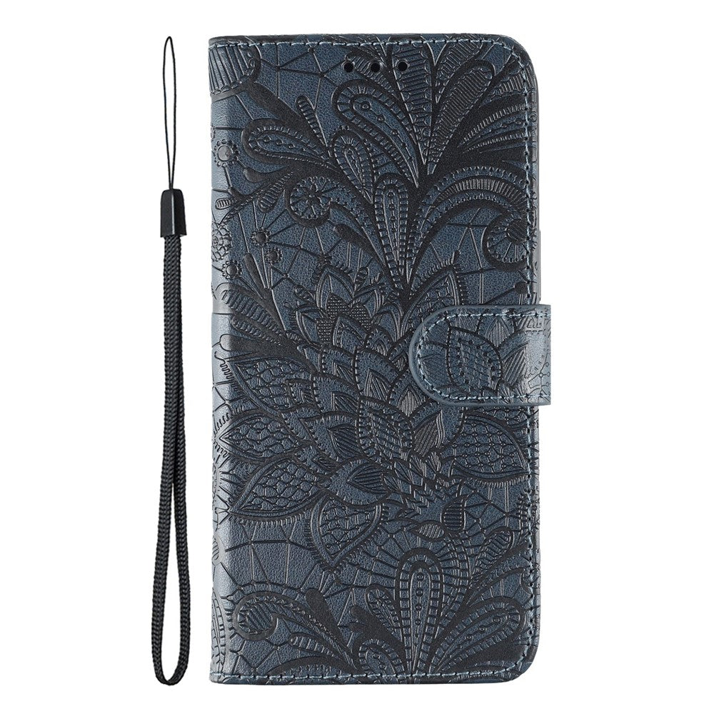 Samsung Galaxy A05 4G-skal med spetsblommor i PU-läder, plånboksfodral