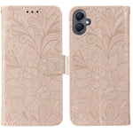 Samsung Galaxy A05 4G-skal med spetsblommor i PU-läder, plånboksfodral
