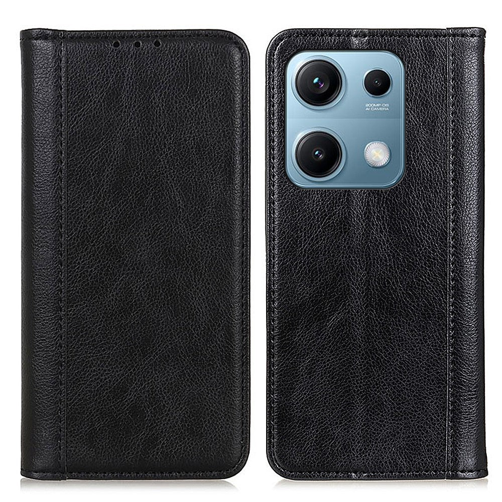 For Xiaomi Redmi Note 14S 4G Stand Case Split Leather Litchi Texture Wallet Phone Cover