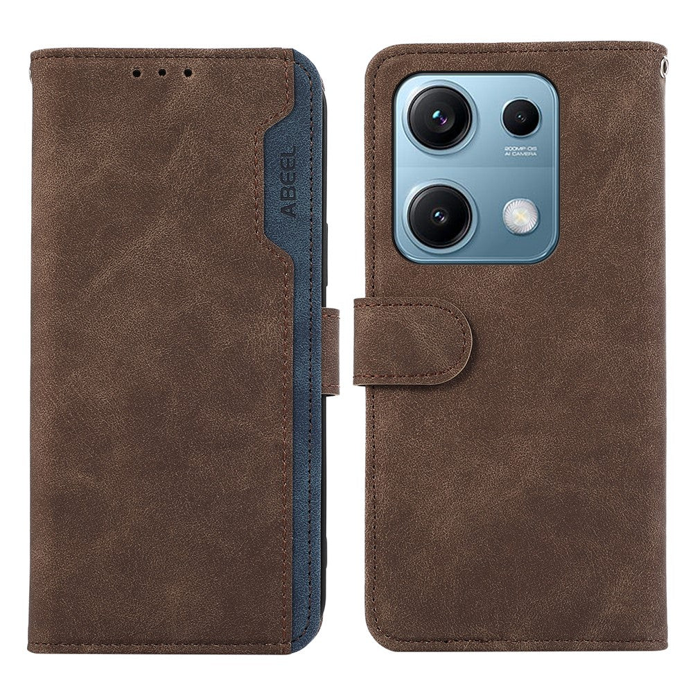 ABEEL For Xiaomi Redmi Note 14S 4G Case Color Splicing Leather Flip Phone Cover RFID Blocking