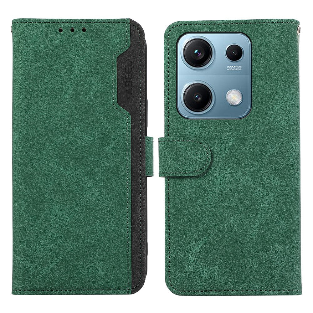 ABEEL For Xiaomi Redmi Note 14S 4G Case Color Splicing Leather Flip Phone Cover RFID Blocking