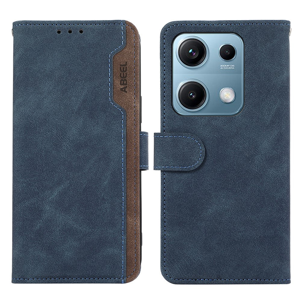 ABEEL For Xiaomi Redmi Note 14S 4G Case Color Splicing Leather Flip Phone Cover RFID Blocking