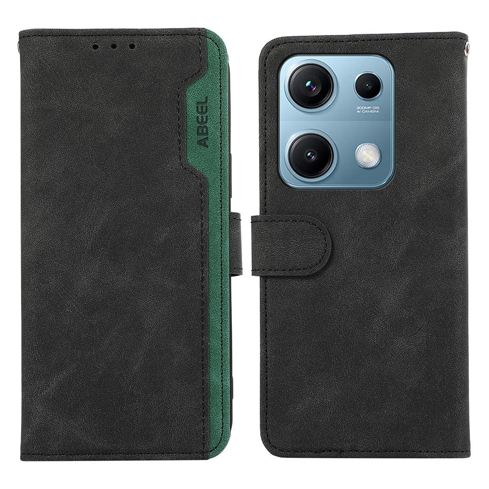 ABEEL For Xiaomi Redmi Note 14S 4G Case Color Splicing Leather Flip Phone Cover RFID Blocking