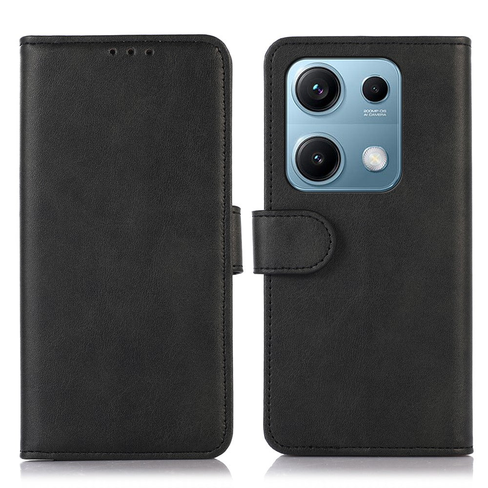 For Xiaomi Redmi Note 14S 4G Case Cowhide Texture Leather Wallet Phone Cover with Stand