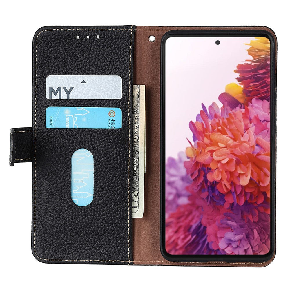 KHAZNEH For Xiaomi Redmi Note 14S 4G Case Genuine Cow Leather Flip Phone Cover
