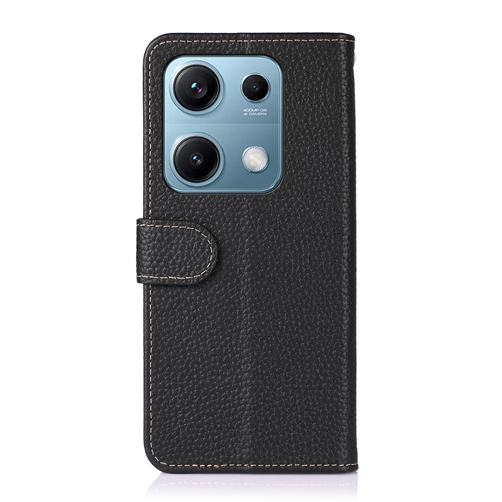 KHAZNEH For Xiaomi Redmi Note 14S 4G Case Genuine Cow Leather Flip Phone Cover