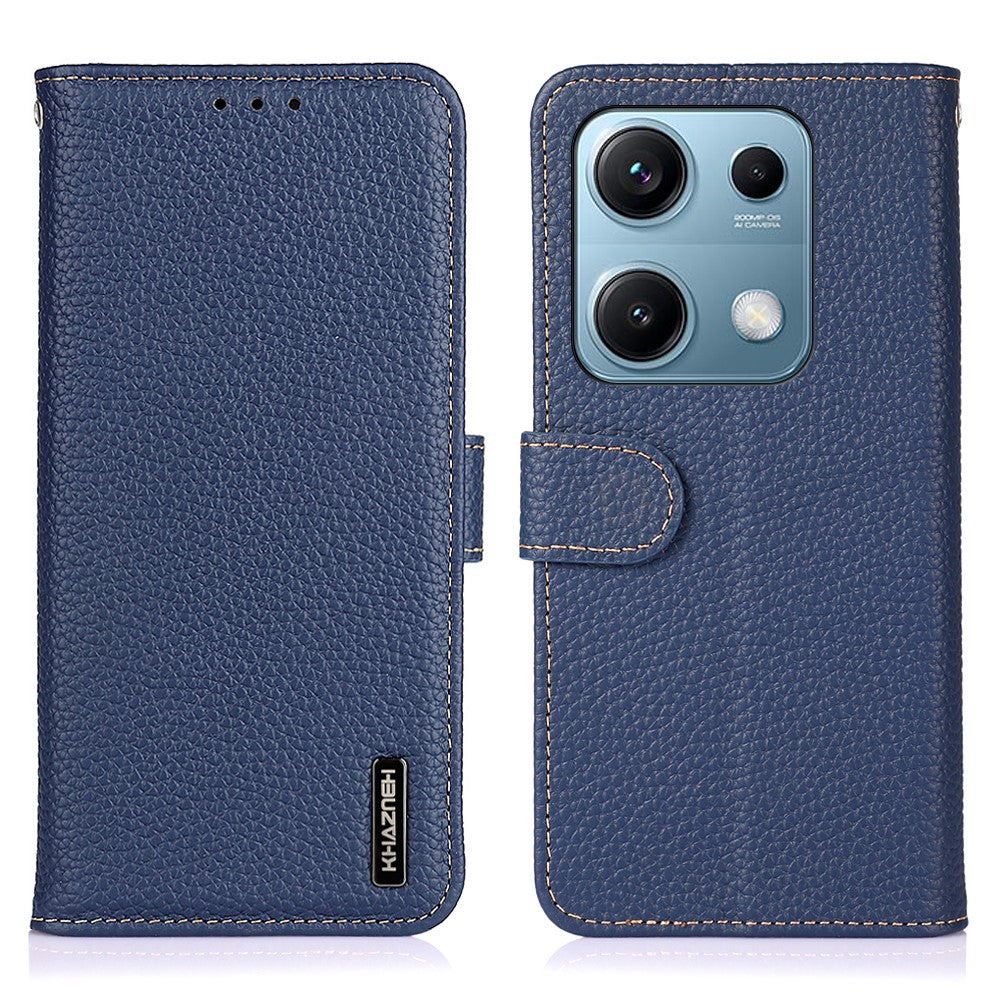 KHAZNEH For Xiaomi Redmi Note 14S 4G Case Genuine Cow Leather Flip Phone Cover