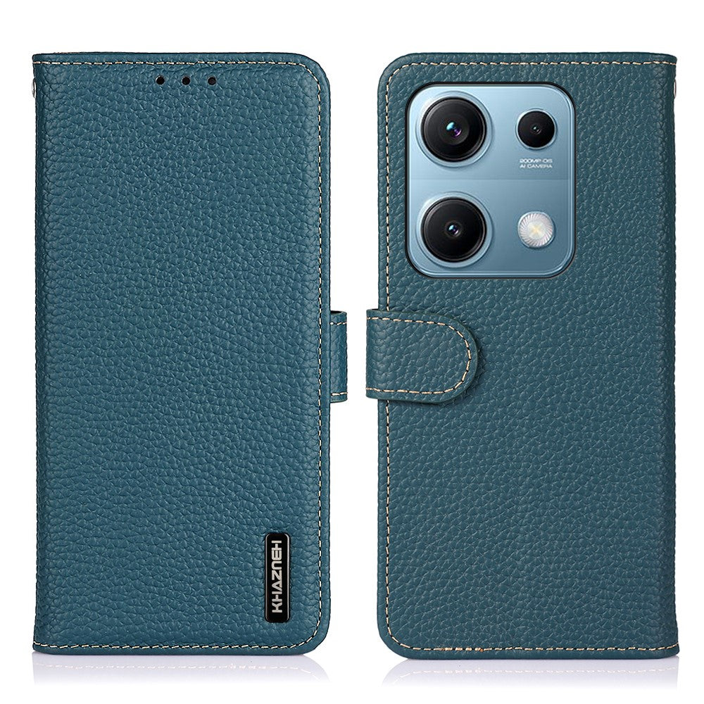KHAZNEH For Xiaomi Redmi Note 14S 4G Case Genuine Cow Leather Flip Phone Cover
