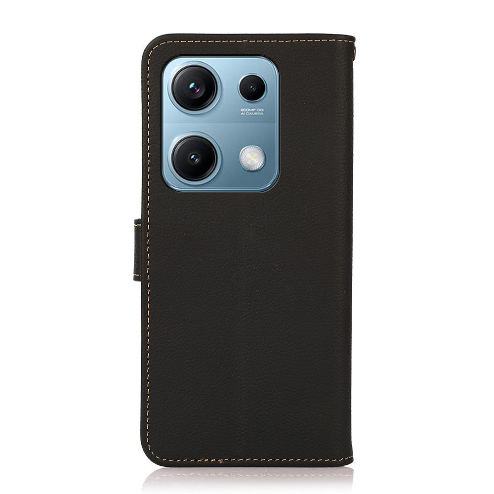 KHAZNEH for Xiaomi Redmi Note 14S 4G Case Genuine Cow Leather RFID Blocking Wallet Phone Cover