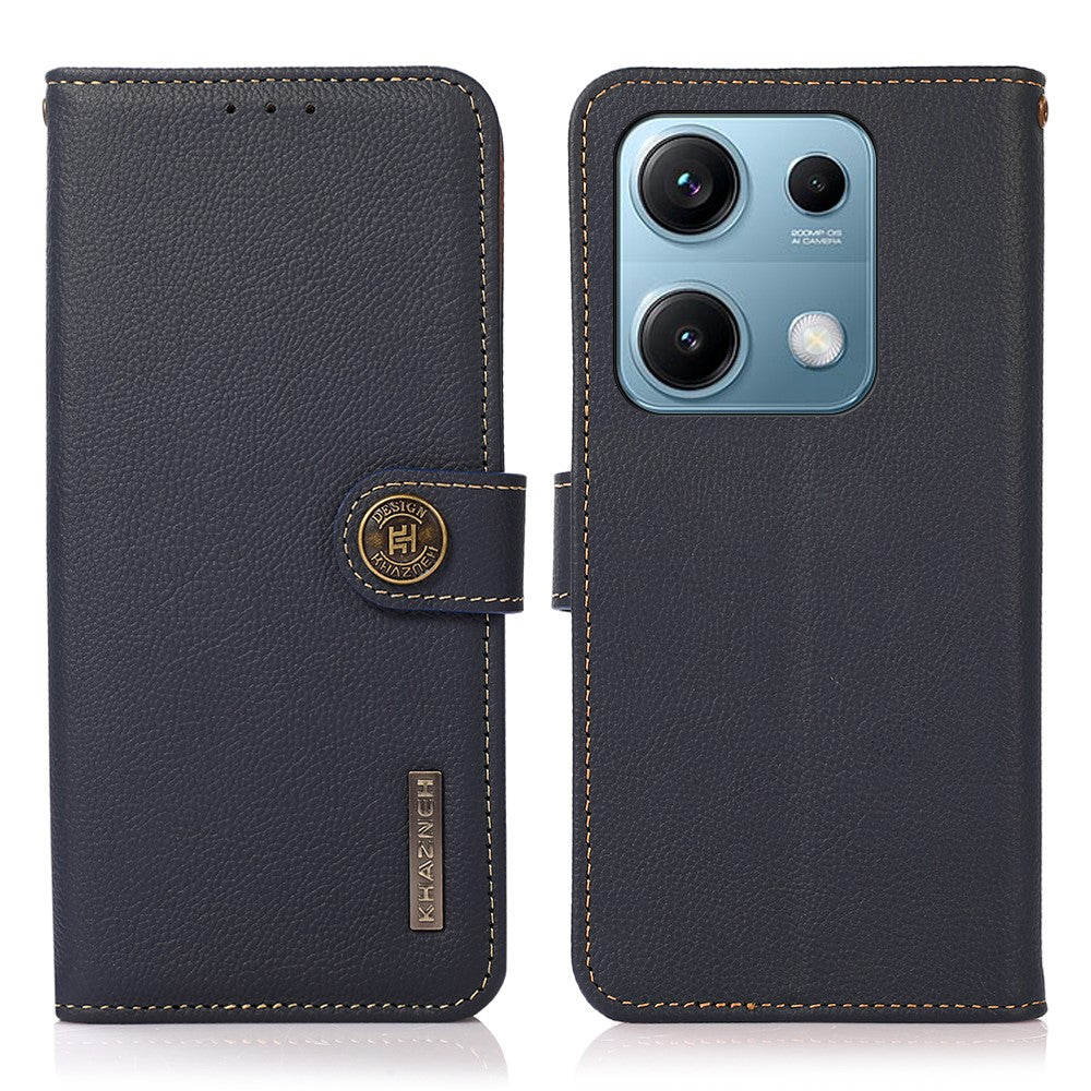 KHAZNEH for Xiaomi Redmi Note 14S 4G Case Genuine Cow Leather RFID Blocking Wallet Phone Cover