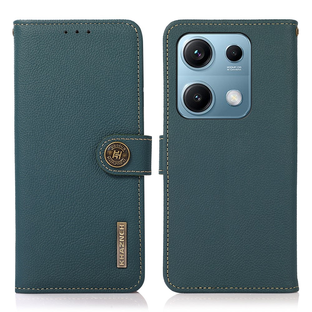 KHAZNEH for Xiaomi Redmi Note 14S 4G Case Genuine Cow Leather RFID Blocking Wallet Phone Cover