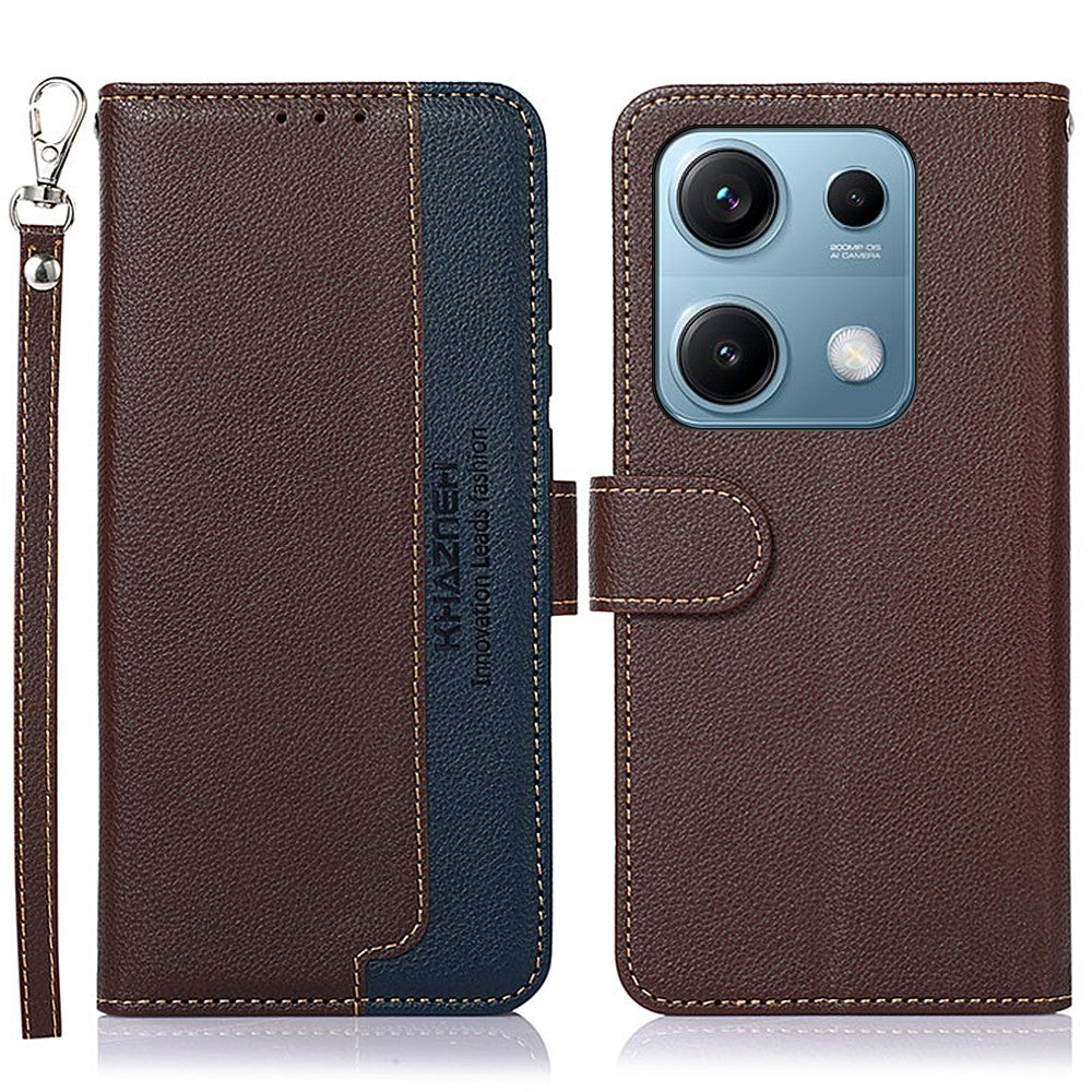 KHAZNEH For Xiaomi Redmi Note 14S 4G Case RFID Blocking Wallet Litchi Texture PU Leather Phone Cover