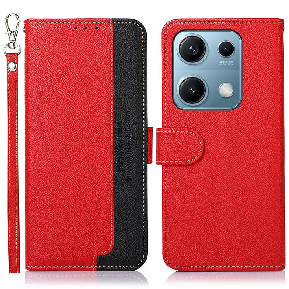 KHAZNEH For Xiaomi Redmi Note 14S 4G Case RFID Blocking Wallet Litchi Texture PU Leather Phone Cover