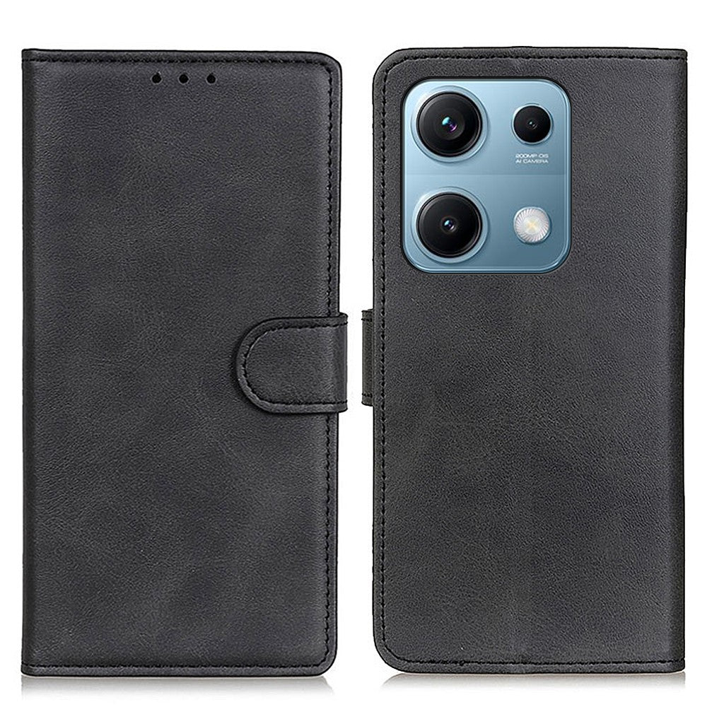 For Xiaomi Redmi Note 14S 4G Case Cowhide Texture Leather Wallet Stand Phone Cover