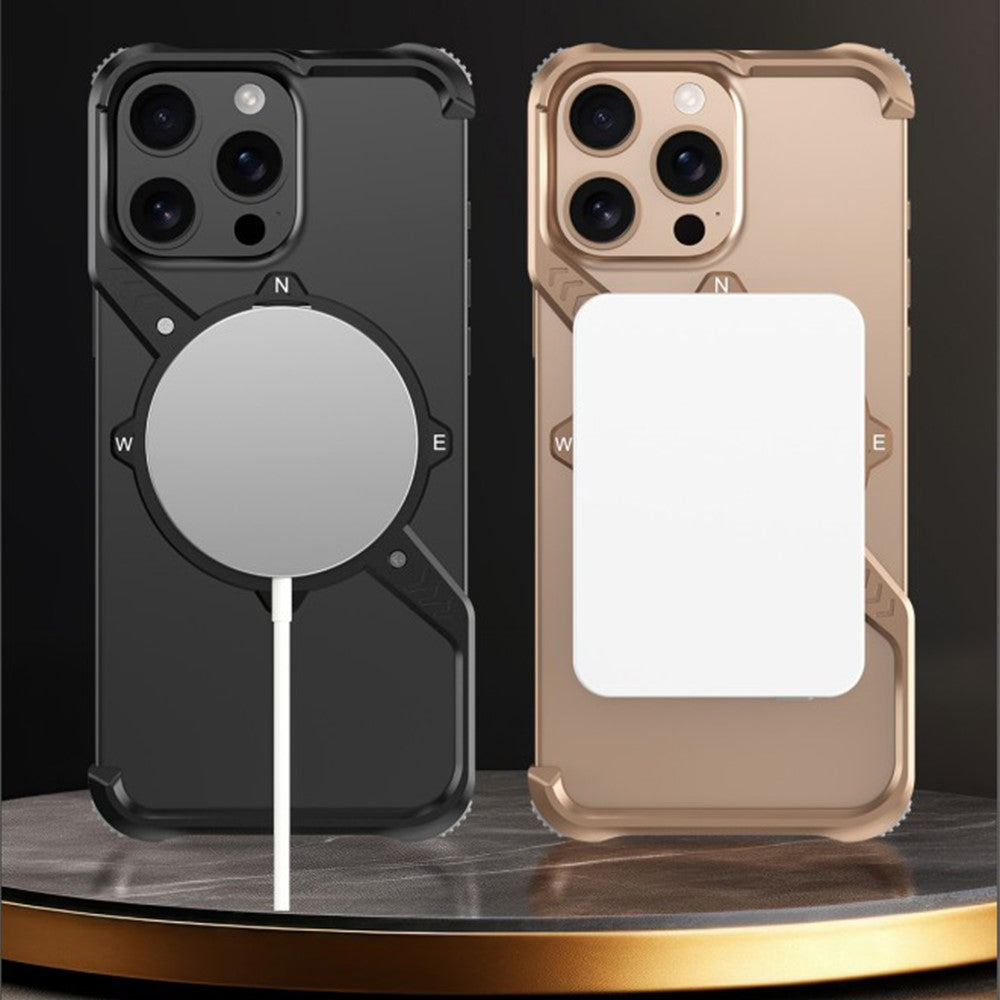 For iPhone 13 Pro Max Magnetic Case with Kickstand Four Corner Airbag Heat Dissipation Metal Phone Cover