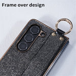 For Samsung Galaxy Z Fold5 5G Case Electroplating Glitter PC Phone Cover with Screen Film Strap kickstand Ring Holder