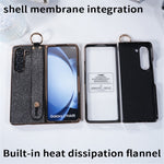 For Samsung Galaxy Z Fold5 5G Case Electroplating Glitter PC Phone Cover with Screen Film Strap kickstand Ring Holder