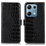 For Xiaomi Redmi Note 14S 4G Case Crocodile Texture Genuine Cow Leather Phone Wallet Cover