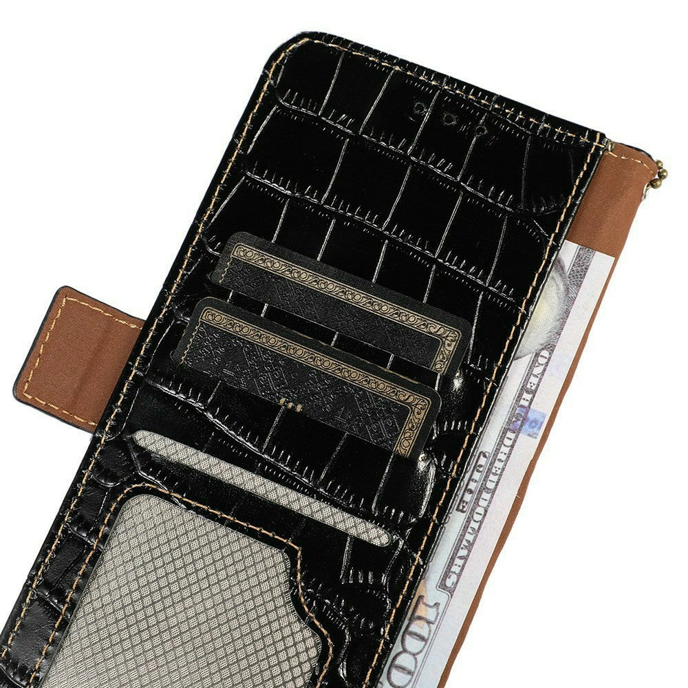 For Xiaomi Redmi Note 14S 4G Case Crocodile Texture Genuine Cow Leather Phone Wallet Cover