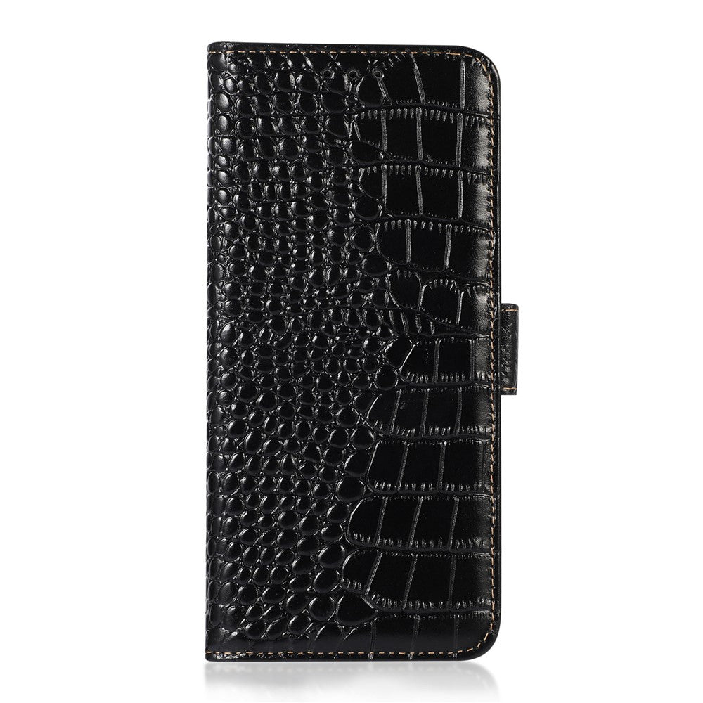 For Xiaomi Redmi Note 14S 4G Case Crocodile Texture Genuine Cow Leather Phone Wallet Cover