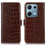 For Xiaomi Redmi Note 14S 4G Case Crocodile Texture Genuine Cow Leather Phone Wallet Cover