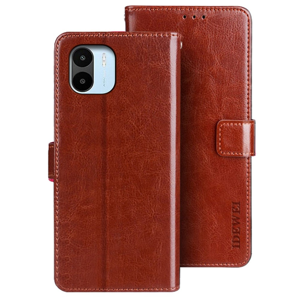 IDEWEI for Xiaomi Redmi A1 4G / A2 4G Full Protection Phone Case Foldable Stand Crazy Horse Textured Cell Phone Cover with Wallet