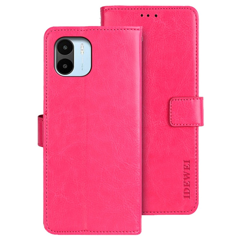 IDEWEI for Xiaomi Redmi A1 4G / A2 4G Full Protection Phone Case Foldable Stand Crazy Horse Textured Cell Phone Cover with Wallet