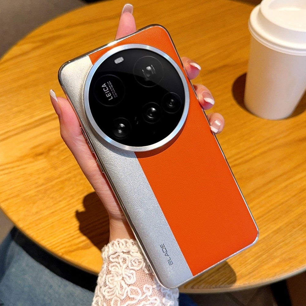For Xiaomi 15 Ultra Case Splicing PU Leather + TPU Electroplated Phone Cover