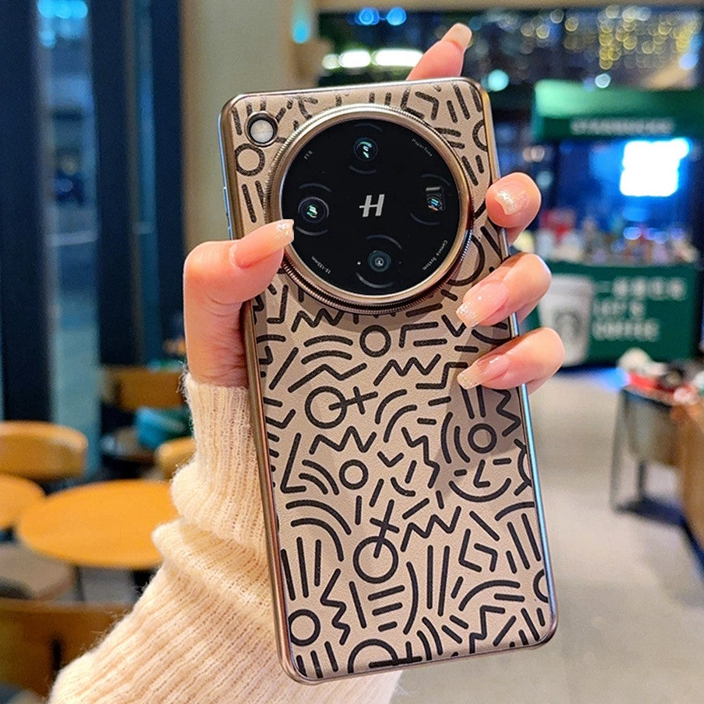 For Oppo Find X8 5G Case Creative Doodle Leather Electroplated Phone Back Cover
