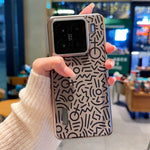 For Xiaomi 15 Case Creative Doodle Leather Electroplated Phone Back Cover
