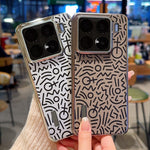 For Xiaomi 15 Pro Case Creative Doodle Leather Electroplated Phone Back Cover