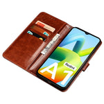 IDEWEI Crazy Horse Textured Phone Case for Xiaomi Redmi A1+ 4G, Anti-scratch Shell PU Leather Magnetic Closure Flip Wallet Cover Stand