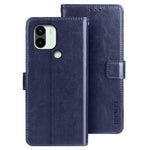 IDEWEI Crazy Horse Textured Phone Case for Xiaomi Redmi A1+ 4G, Anti-scratch Shell PU Leather Magnetic Closure Flip Wallet Cover Stand