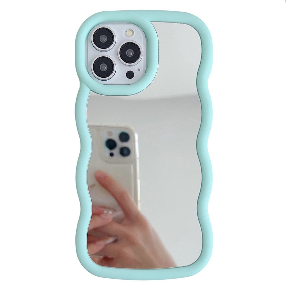 For iPhone 15 Pro Max Case with Mirror Wave Frame PC + TPU Phone Cover
